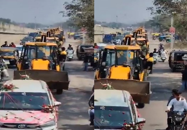 Viral video: झांसी में दुल्हन की अनोखी विदाई, दर्जनभर बुलडोजरों के साथ विदाई, देखें बुलडोजर वाली शादी का वीडियो